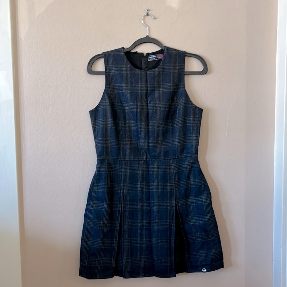 Boutique Superdry Paris Sleeveless Plaid 100% Wool Pleated Dress S